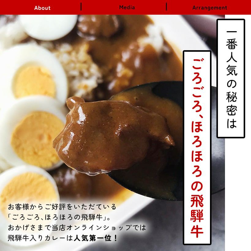 飛騨牛使用 ビーフカレー盛り付け例